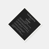 Serviette En Papier Élégant Fun Facts Mariage noir & blanc (Coin)
