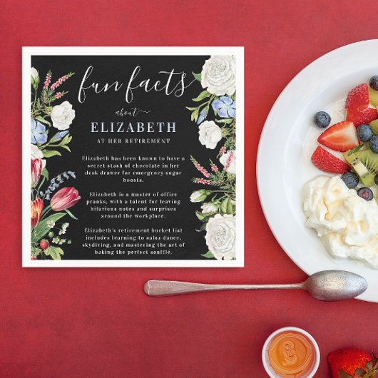 Serviette En Papier Élégant Fun Facts Moderne Script Pastel Floral