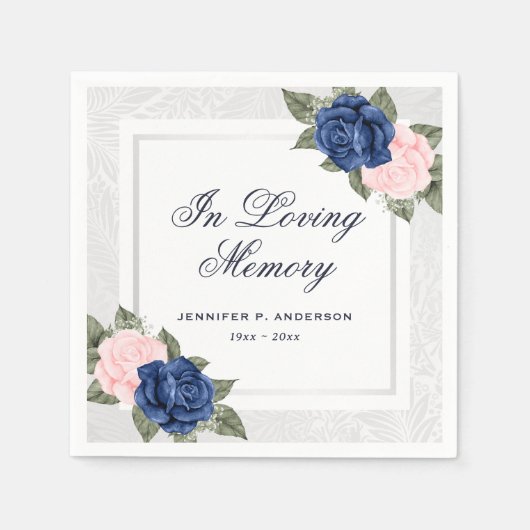 Serviette En Papier Élégant funérailles florales en argent rose (Devant)