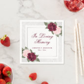 Serviette En Papier Élégant funérailles florales en argent rouge rose (En situation)