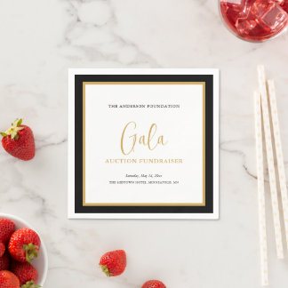 Serviette En Papier Élégant gala de charité d'entreprise à l'écriture