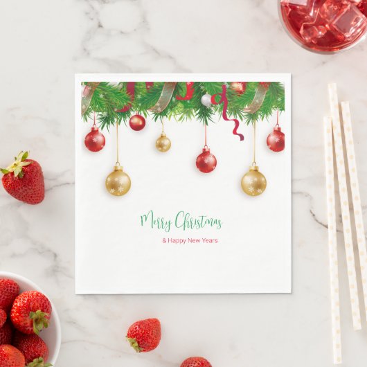 Serviette En Papier Elégant garde-robe de Noël avec ornements (En situation)