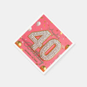 Serviette En Papier Elégant Glam Pink Gold et perles 40e anniversaire (Coin)