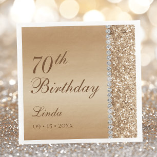 Serviette En Papier Elégant Gold 70e anniversaire