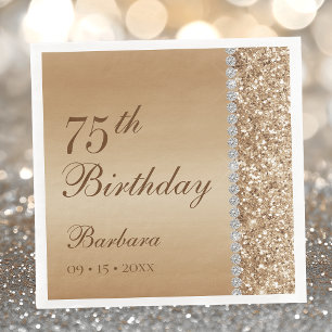 Serviette En Papier Elégant Gold 75e anniversaire