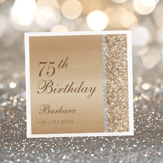 Serviette En Papier Elégant Gold 75e anniversaire