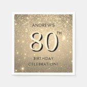 Serviette En Papier Elégant Gold 80e anniversaire (Devant)
