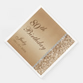 Serviette En Papier Elégant Gold 80e anniversaire (Coin)