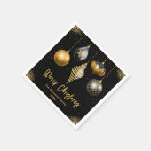 Serviette En Papier Elegant Gold and Black Ornament Christmas (Coin)
