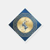 Serviette En Papier Elegant Gold and Blue Cocktail Napkin (Coin)