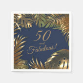 Serviette En Papier Elégant Gold Blue 50 Fabuleux anniversaire (Devant)
