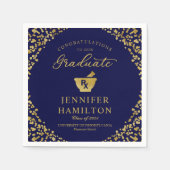 Serviette En Papier Elégant Gold Blue Pharmacy School Graduation (Devant)