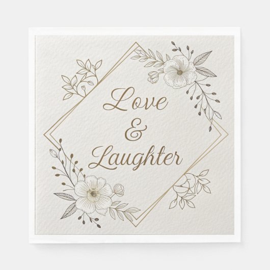 Serviette En Papier Elegant Gold Calligraphy “Love & Laughter” (Devant)