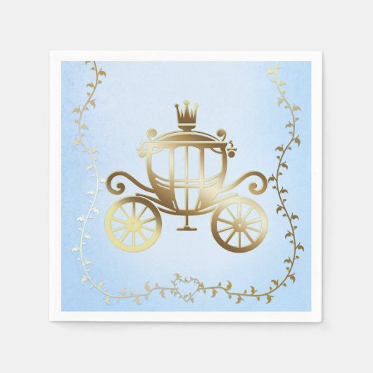 Serviette En Papier Elégant Gold Carriage Blue Storybook Royal (Devant)
