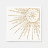 Serviette En Papier Elegant Gold Doodles Sun Moon Mandala Design (Devant)