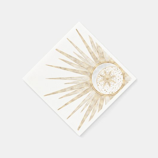 Serviette En Papier Elegant Gold Doodles Sun Moon Mandala Design (Coin)