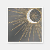 Serviette En Papier Elegant Gold Doodles Sun Moon Mandala Design (Devant)
