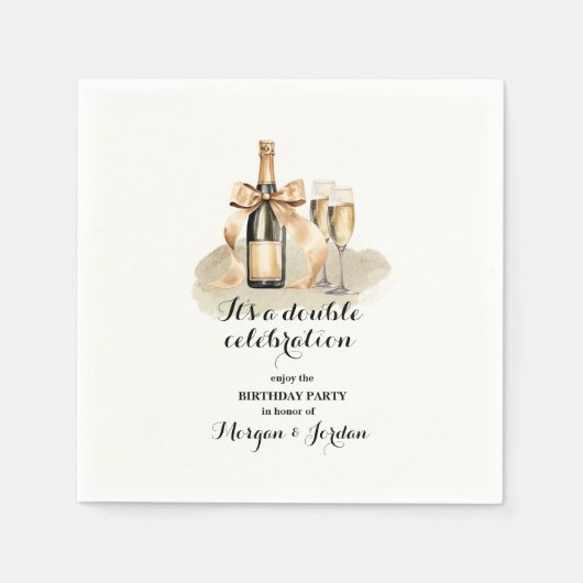 Serviette En Papier Elégant Gold Double Célébration Anniversaire conjo (Devant)