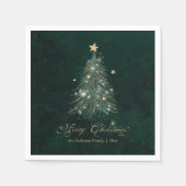 Serviette En Papier Elegant Gold Green Christmas Tree Holiday (Devant)