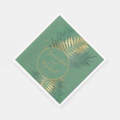 Serviette En Papier Elégant Gold Green Plante Feuille Mariage (Coin)