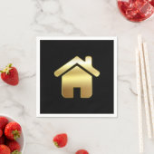 Serviette En Papier Elegant Gold House Symbole Real Estate Design (En situation)