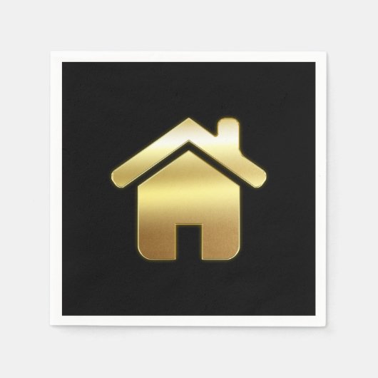 Serviette En Papier Elegant Gold House Symbole Real Estate Design (Devant)
