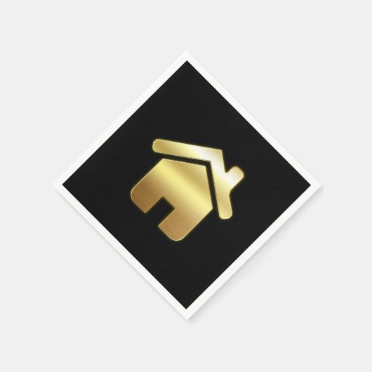 Serviette En Papier Elegant Gold House Symbole Real Estate Design (Coin)