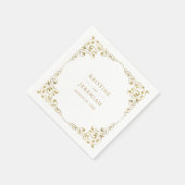 Serviette En Papier Elégant Gold Leaf Classic Nom Mariage (Coin)