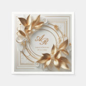 Serviette En Papier Elegant Gold Monogram Wedding  (Devant)