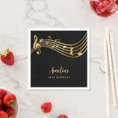 Serviette En Papier Elegant Gold Music Notes 40th Birthday Black (En situation)