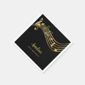 Serviette En Papier Elegant Gold Music Notes 40th Birthday Black (Coin)