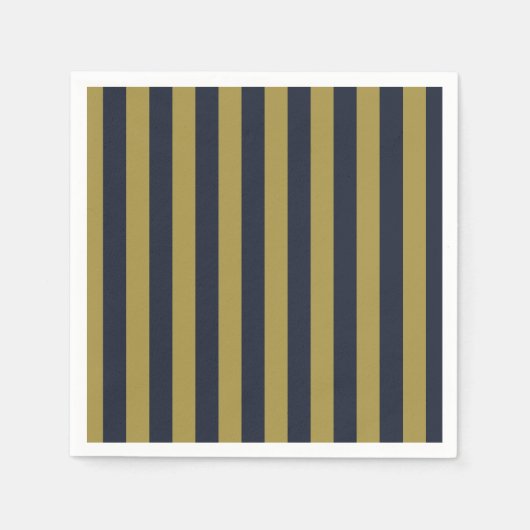 Serviette En Papier Elégant Gold & Navy Blue Vertical Stripes (Devant)