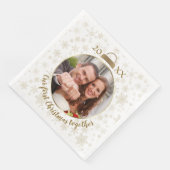 Serviette En Papier Elegant Gold Photo Notre premier Noël (Coin)