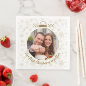 Serviette En Papier Elegant Gold Photo Notre premier Noël (En situation)