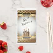 Serviette En Papier Elégant Gold Rim 60e fête d'anniversaire (En situation)