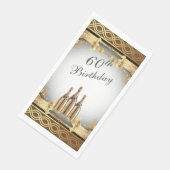 Serviette En Papier Elégant Gold Rim 60e fête d'anniversaire (Coin)