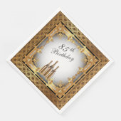 Serviette En Papier Elégant Gold Rim 85th Birthday Party Paper (Coin)