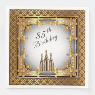 Serviette En Papier Elégant Gold Rim 85th Birthday Party Paper