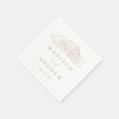 Serviette En Papier Élégant Gold Rustic Grange Mariage personnalisé (Coin)