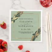 Serviette En Papier Elégant Gold Sage Vert verdure Feuille Mariage (En situation)