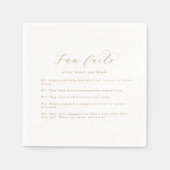 Serviette En Papier Élégant Gold Script Fun Facts Mariage Napkins (Devant)