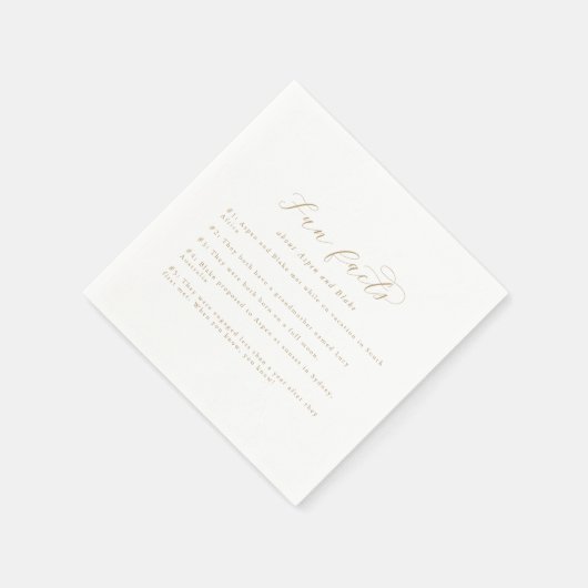 Serviette En Papier Élégant Gold Script Fun Facts Mariage Napkins (Coin)