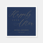 Serviette En Papier Élégant Gold Script Marine Blue Mariage Napkins (Devant)