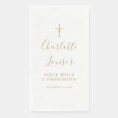 Serviette En Papier Élégant Gold Script Première Sainte Communion (Devant)