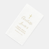Serviette En Papier Élégant Gold Script Première Sainte Communion (Coin)