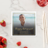 Serviette En Papier Elégant Gold Script Retraite Party Photo (En situation)