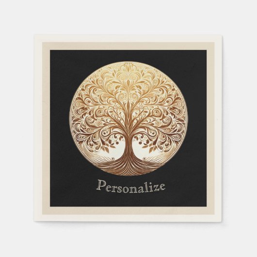 Serviette En Papier Elegant Gold Tree of Life Spiritual Zen (Devant)