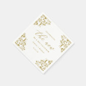 Serviette En Papier Élégant Gold Vintage Classic Mariage (Coin)