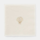 Serviette En Papier Elegant Golden Seashell  Monogram Wedding Napkins (Devant)