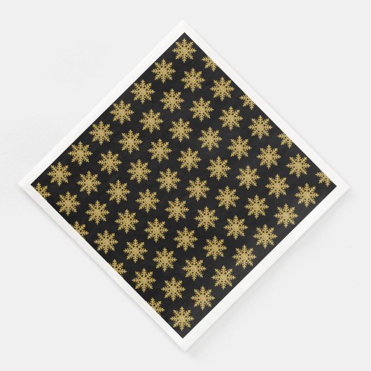 Serviette En Papier Élégant Golden Snowflakes Papier Napkin (Coin)